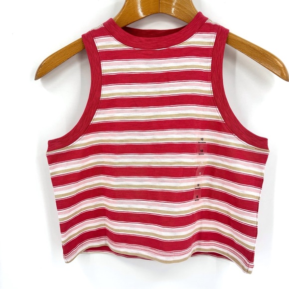 GAP Teen NWT Red, Pink, Tan, and White Striped Organic Cotton Tank Top, 10 - Picture 5 of 13